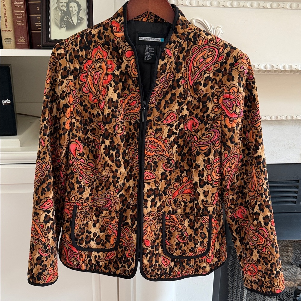 Whimsigoth Quilted Leopard Paisley Jacket Requirements XL Maximalist
